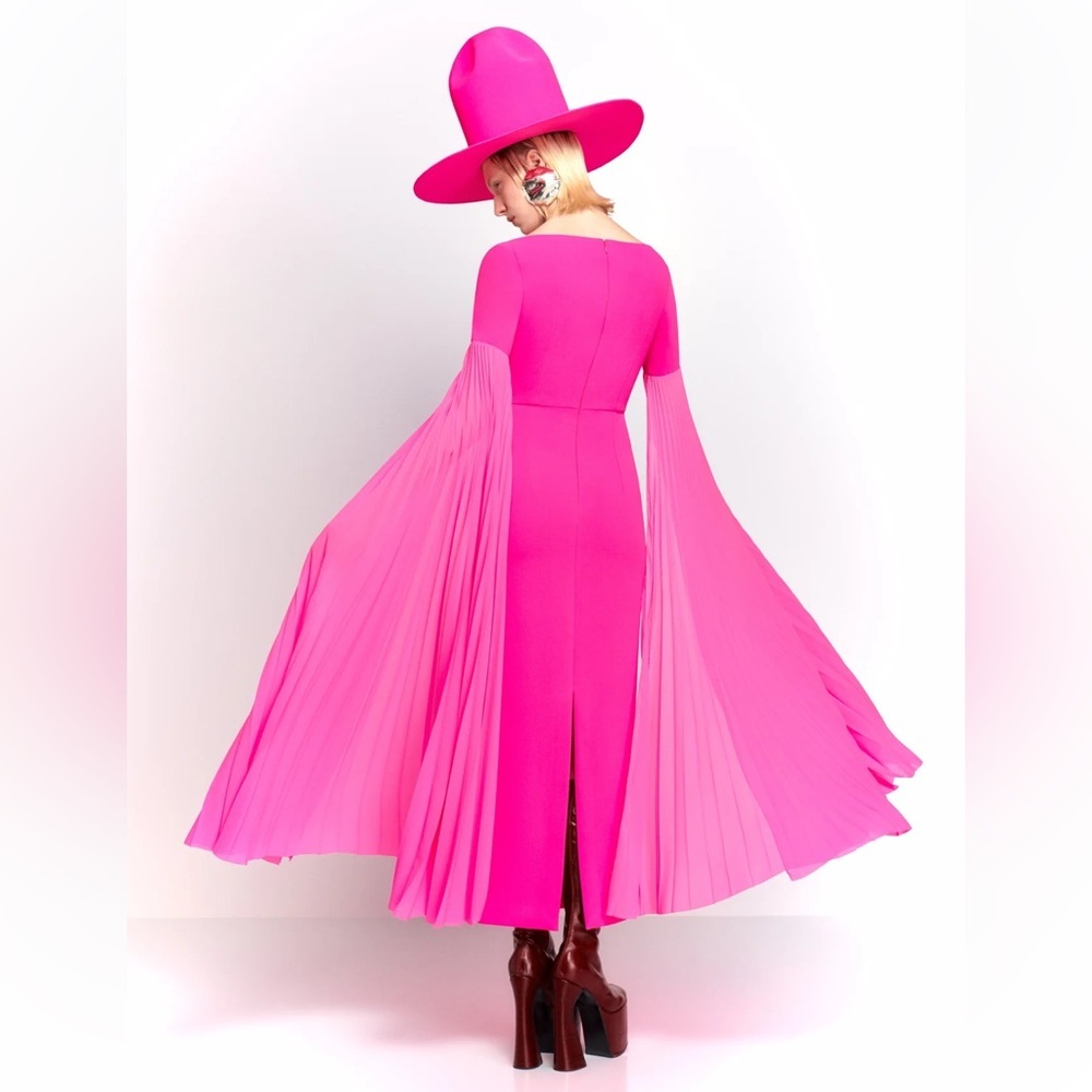 Solace London Women Grace Maxi Dress Hot Pink Neon Highlighter Size US2 UK6 EU34